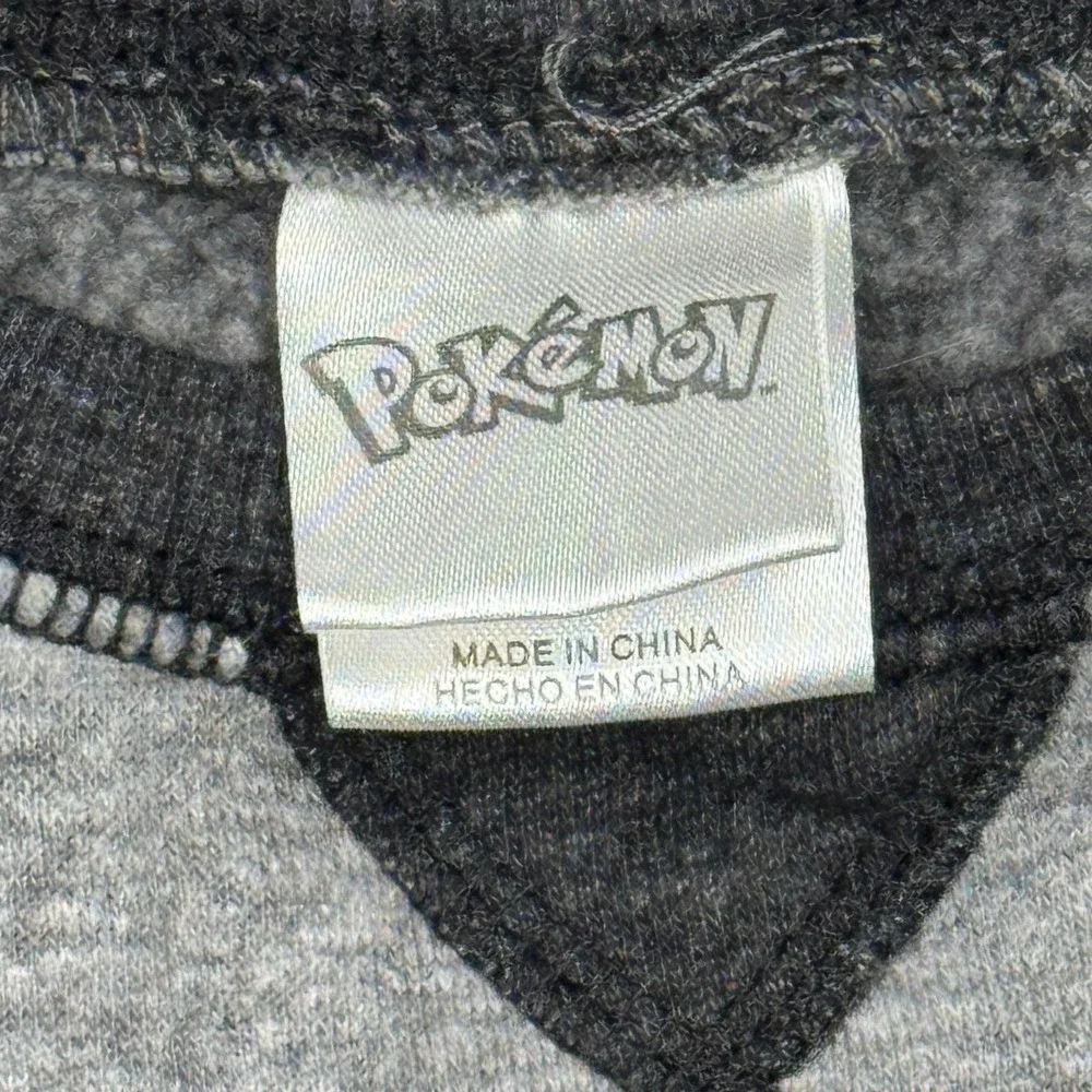 Vtg 90s Pokemon Pikachu Sweatshirt Boys Sz XS Gray Black Raglan Crewneck Graphic